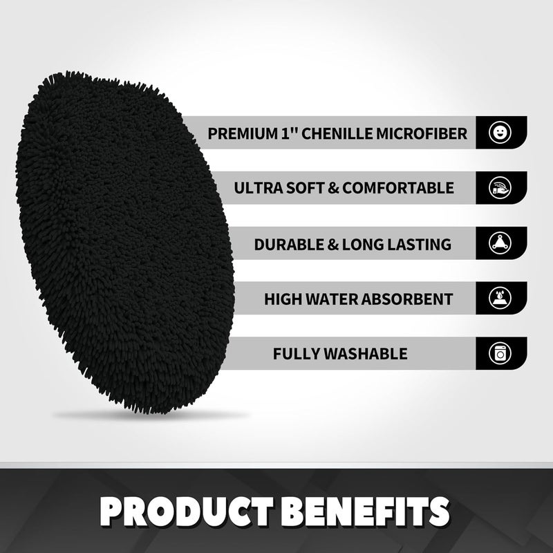 TREETONE Shaggy Chenille Bathroom Toilet Lid Cover, Ultra Soft Plush Seat Covers, Fluffy Absorbent, 19x21 Inches, Standard Toilet Lids for Bathroom Machine Wash & Dry, Black - Image 4